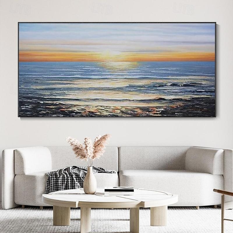 Quadro Mare Moderno 100x70 Cm Su Tela - Stampe Parete Per Soggiorno, Spiaggia, Arredo Casa - Foto 3