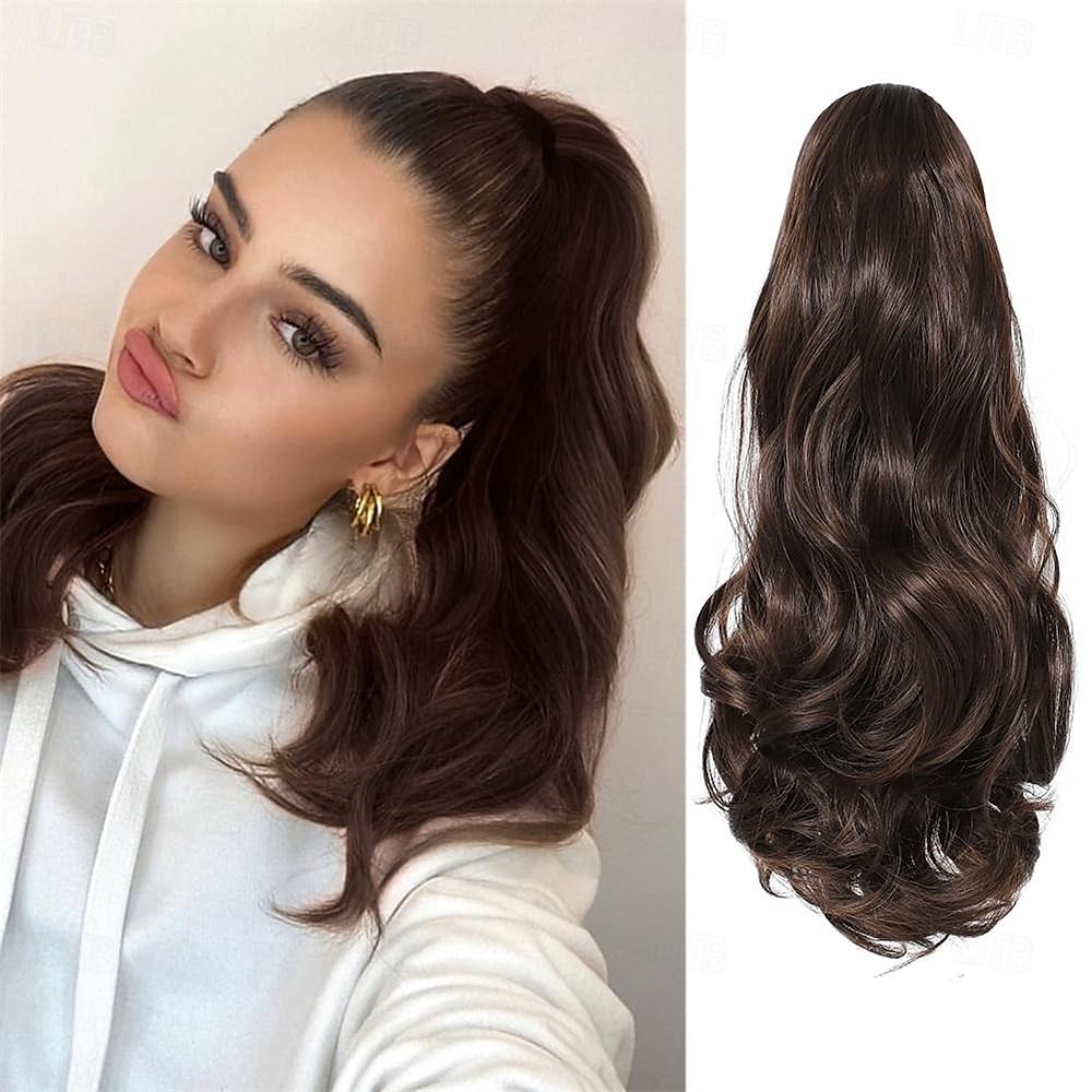 estensione dei capelli coda di cavallo con coulisse 16 pollici sintetici corti ricci ondulati estensioni coda di cavallo finte clip morbida naturale in coda di cavallo posticci per le donne del 2025 a $9.99 –P7