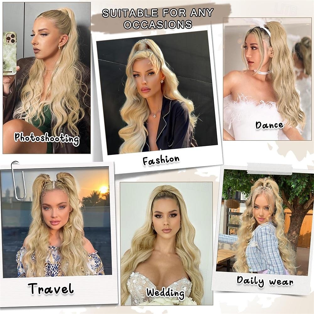 Ponytail Extension Black Drawstring Ponytail Extension for Women 26 Inch Long Wavy Ponytail Extension Synthetic Clip in Pony Tails Hair Extensions for Women Girls 2026 - $14.99 –P5