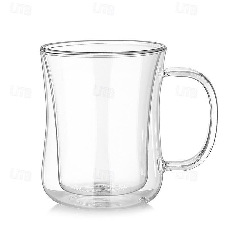 dobbel vegg glass kaffekopper - 13,5 oz diner kaffekrus sett med 2 glass kaffekopper. isolert kaffekrus, cappuccinokopp, lattekopp. glass som ikke svetter, klare krus for varme drikker 2025 - $13.99 –P3