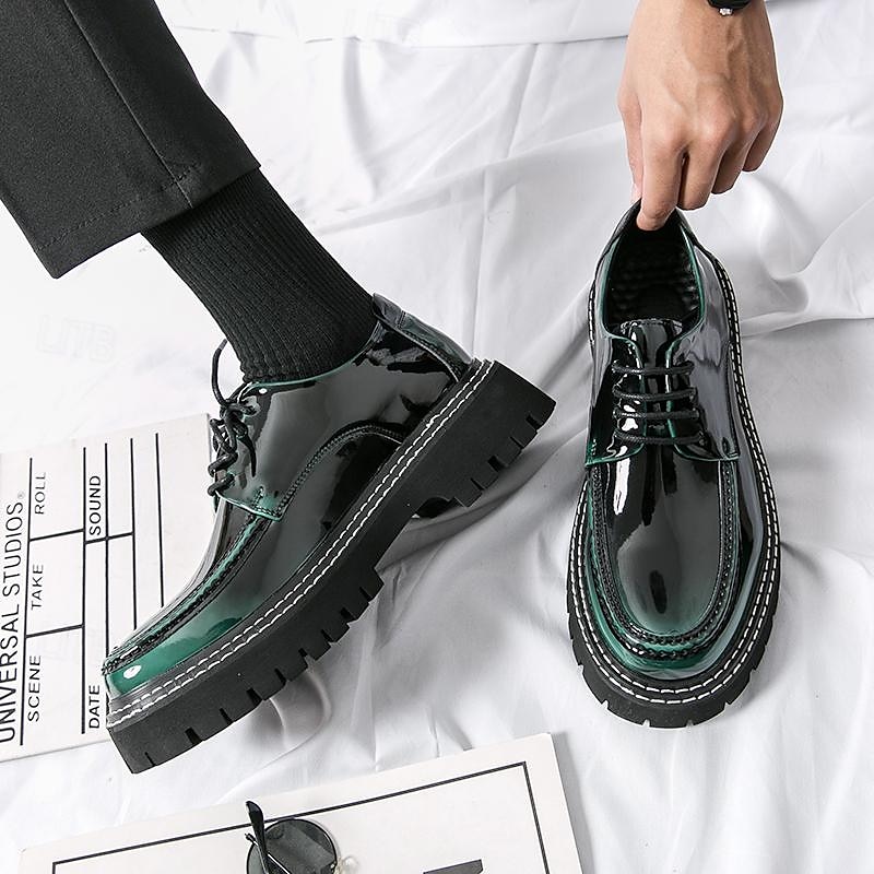 Męskie Oksfordki formalne Buty Trampki na platformie Mokasyny na platformie Zabytkowe Klasyczny Codzienny Ślub Codzienny PU Wzrost Zwiększenie Wygodny Niepoślizgowy / a Sznurowane Czarny Zielony 2025 - $59.99 –P7