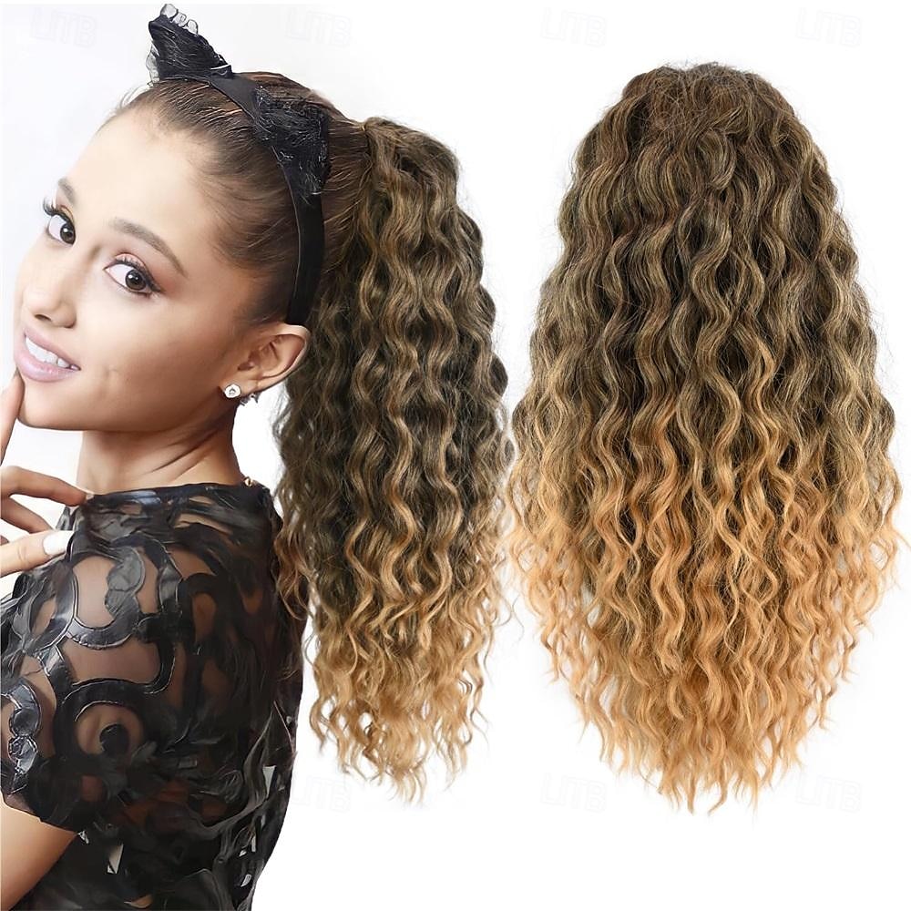 extension de queue de cheval texture yaki queue de cheval bouclée avec cordon de serrage pour femmes noires 20 pouces de long clip bouclé ondulé en queues de cheval fausses queues de cheval extensions de 2025 ? $11.99 –P3