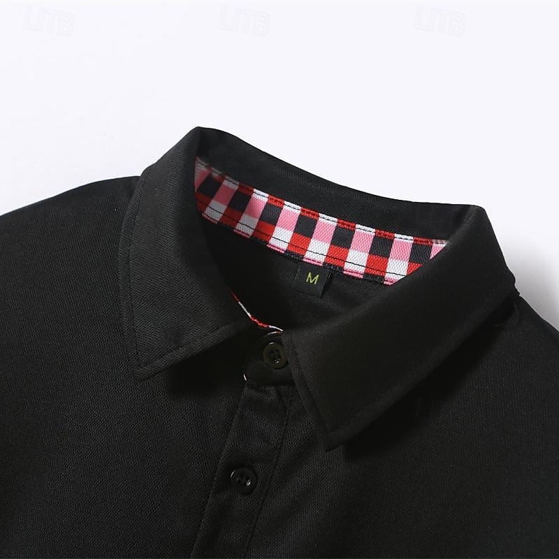 Herren Poloshirt Golfhemd Arbeit Casual Kargen Langarm Basic Modern Plaid Farbblock Patchwork Taste Frühling & Herbst Regular Fit Schwarz Weiß Marineblau Grau Poloshirt 2025 - $18.99 –P10