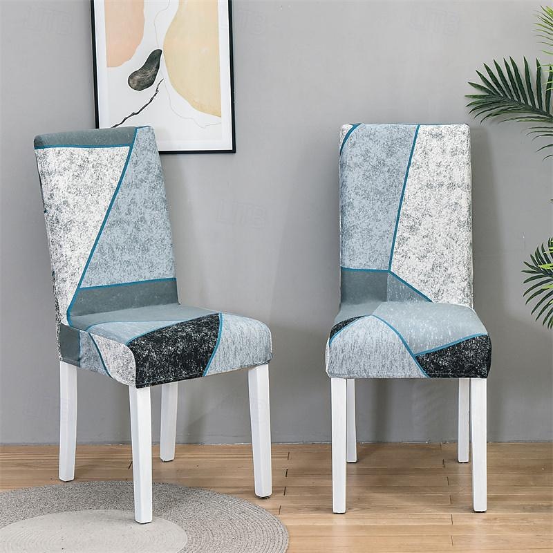 set da 4/6 pezzi per sedia da pranzo in spandex elasticizzato, fodera protettiva per sedia elasticizzata con motivo geometrico fodera per sedile con fascia elastica per sala da pranzo, matrimonio, del 2025 a $22.99 –P9