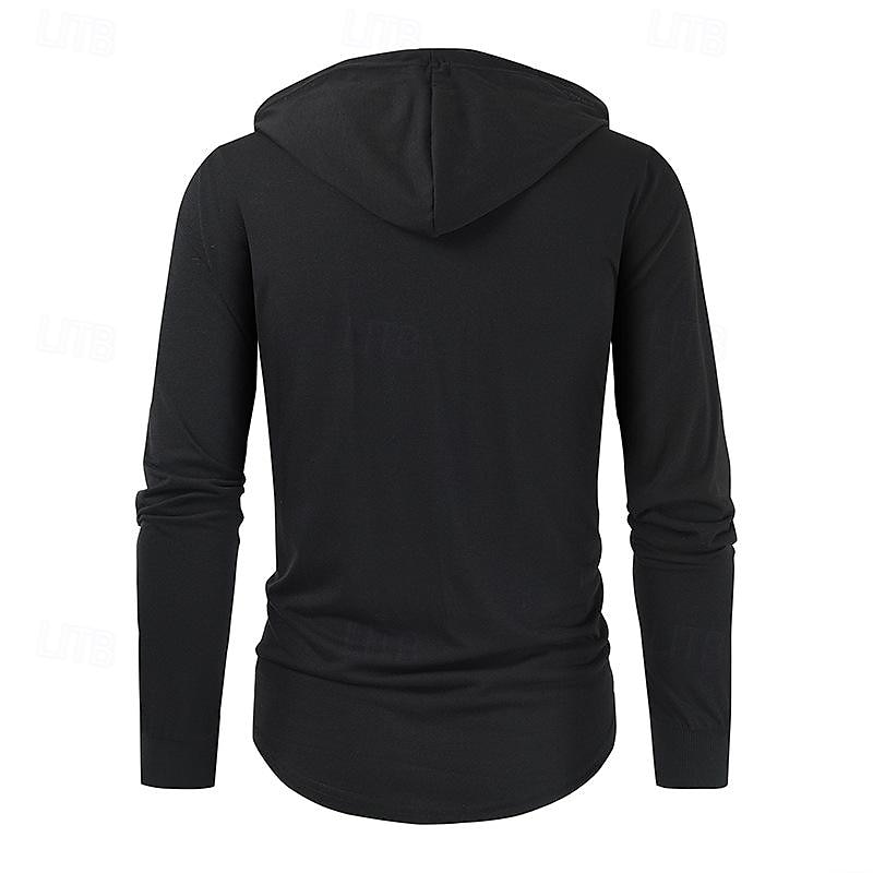 Herren T Shirt T-Shirt Langarmshirt Langarm Mit Kapuze Frühling & Sommer Einfach Mode Designer Basic Schnürung Urlaub Straße Ausgehen Schwarz Braun Grün Top T-Shirt für Herren 2025 - $26.99 –P6