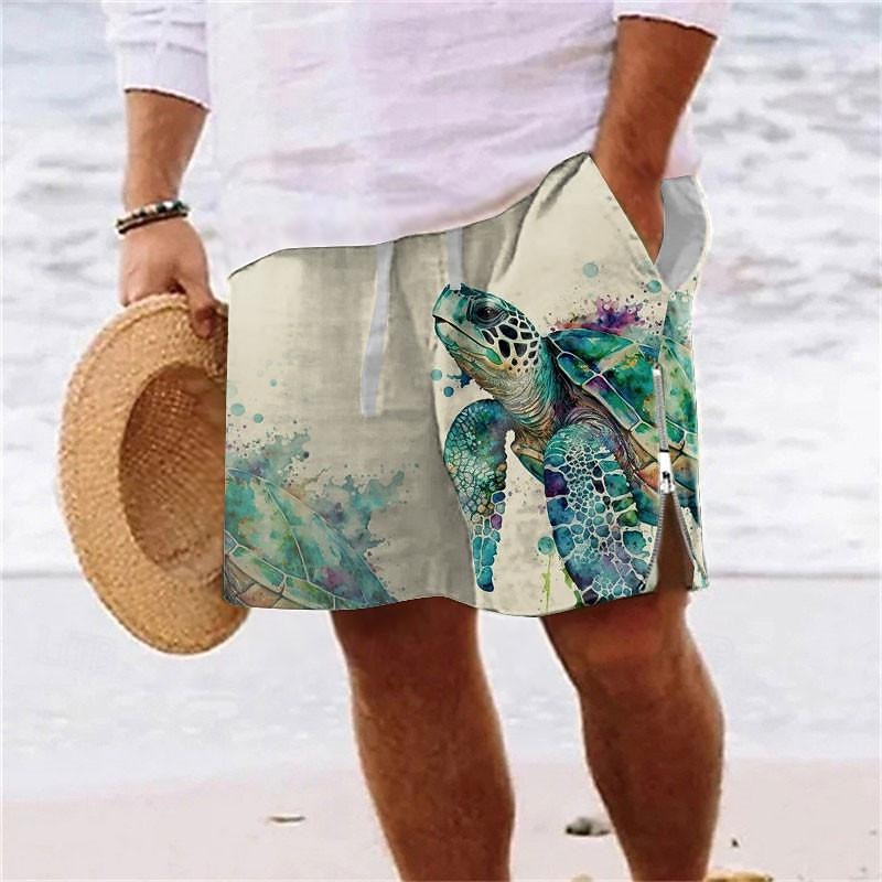 tortue de mer vie marine complexe pour hommes short imprimé 3D short de bain maillot de bain poche cordon de serrage avec doublure en maille confort respirant court aloha style hawaïen vacances plage de 2025 ? $19.99 –P4