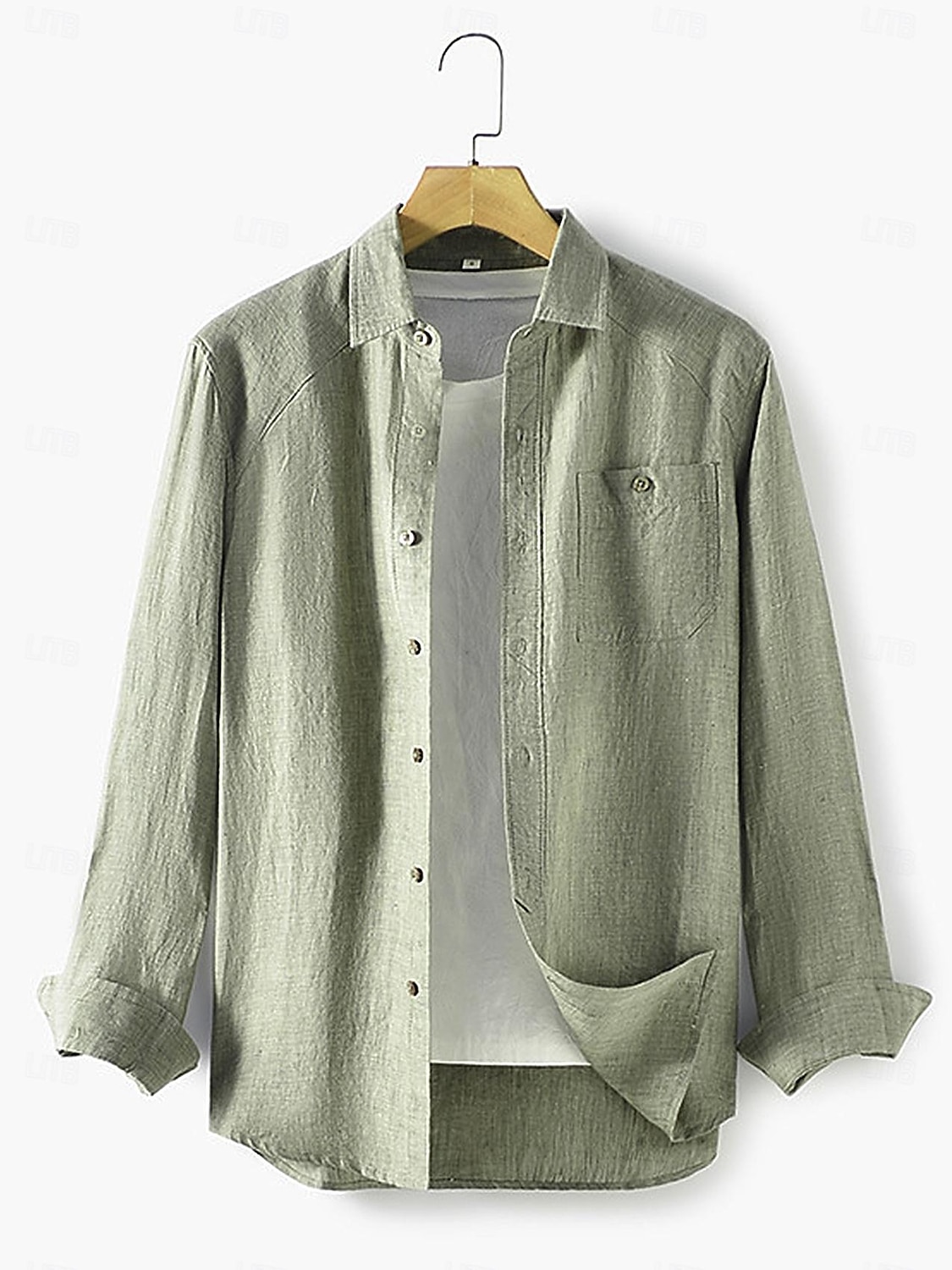 45% Linen Pocket Men's Linen Shirt Shirt Button Up Shirt Summer Shirt Black White Blue Long Sleeve Plain Lapel Spring &  Fall Outdoor Daily Clothing Apparel 2025 - $41.99 –P4