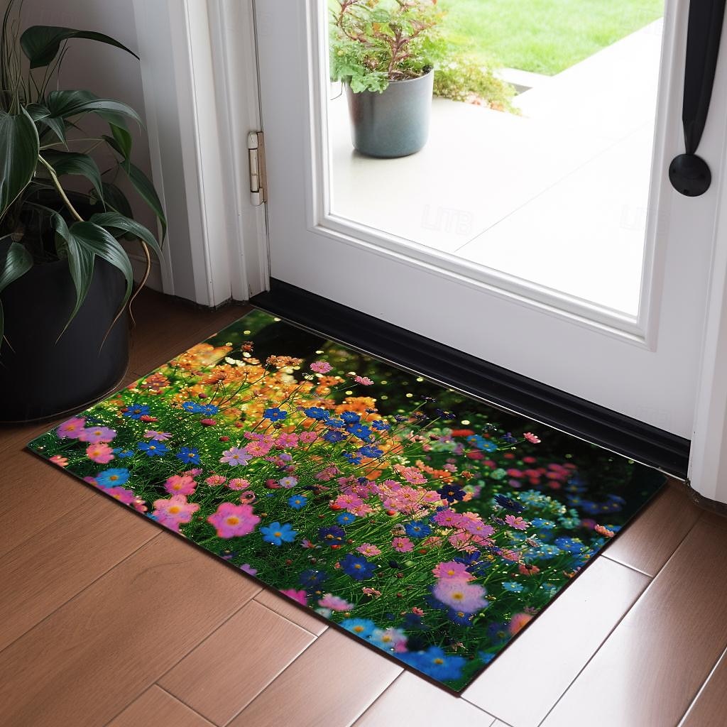 maleri blomster dørmatte gulvmatter vaskbare tepper kjøkkenmatte sklisikre oljetett teppe innendørs utendørs matte soverom dekor baderomsmatte inngangsteppe 2025 - $16.99 –P8
