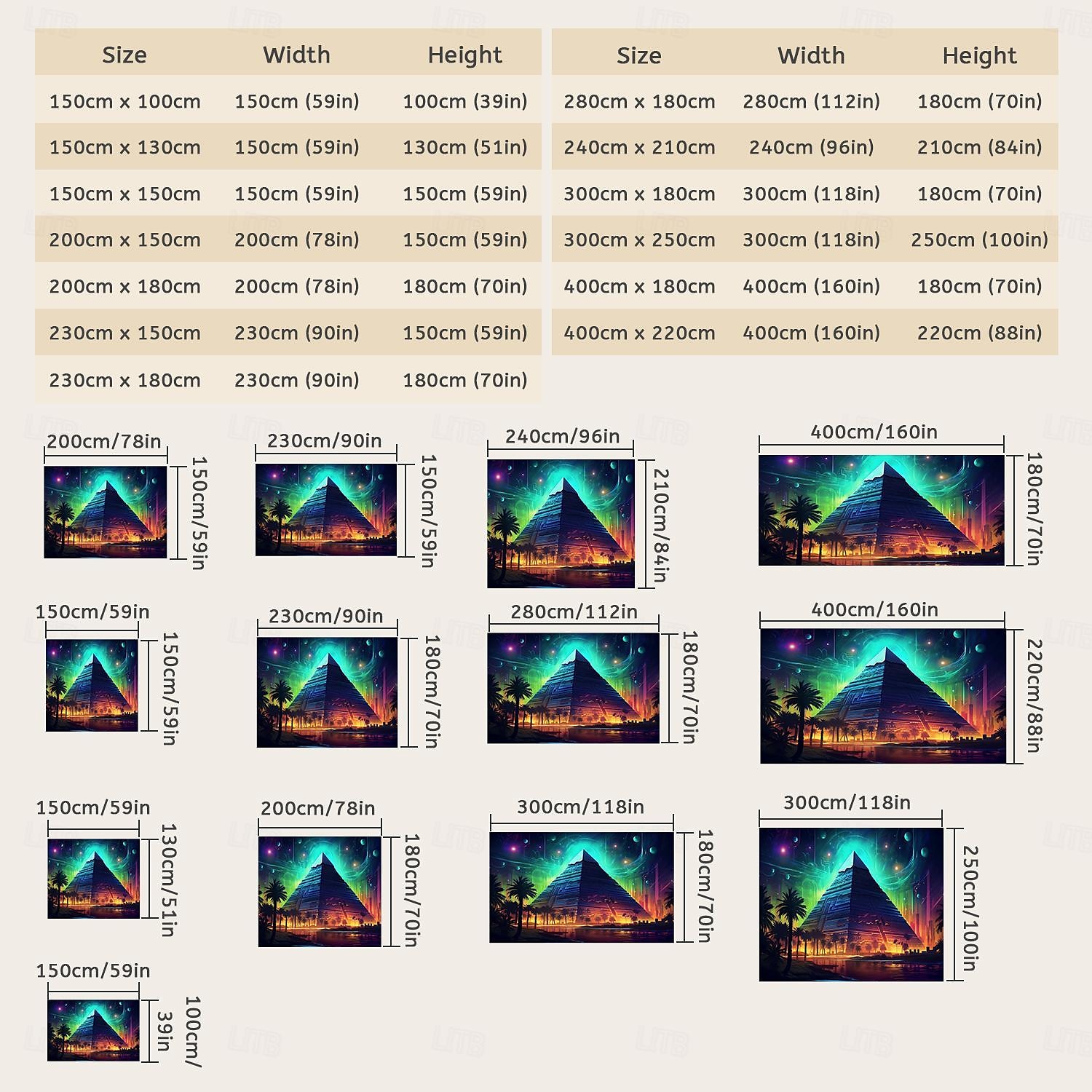 Blacklight Tapestry UV Reactive Glow in the Dark Glow Party Neon Egyptian Pyramid Psychedelic Trippy Misty Hanging Tapestry Wall Art Mural for Living Room Bedroom 2025 - $18.99 –P7