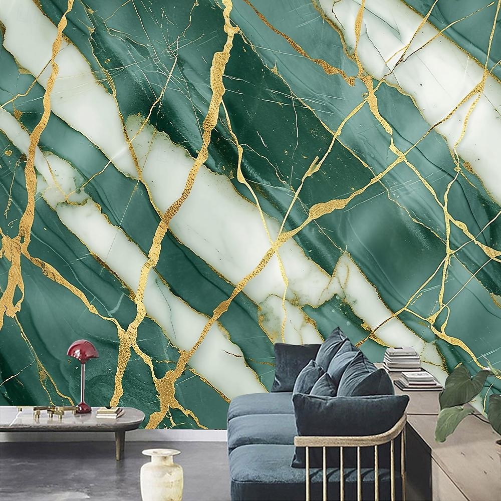 Cool Wallpapers Green Gold 3D Wallpaper Wall Mural Marble Abstract Roll Sticker Peel and Stick Removable PVC/Vinyl Material Self Adhesive/Adhesive Required Wall Decor for Living Room Kitchen Bathroom 2025 - $18.99 –P3