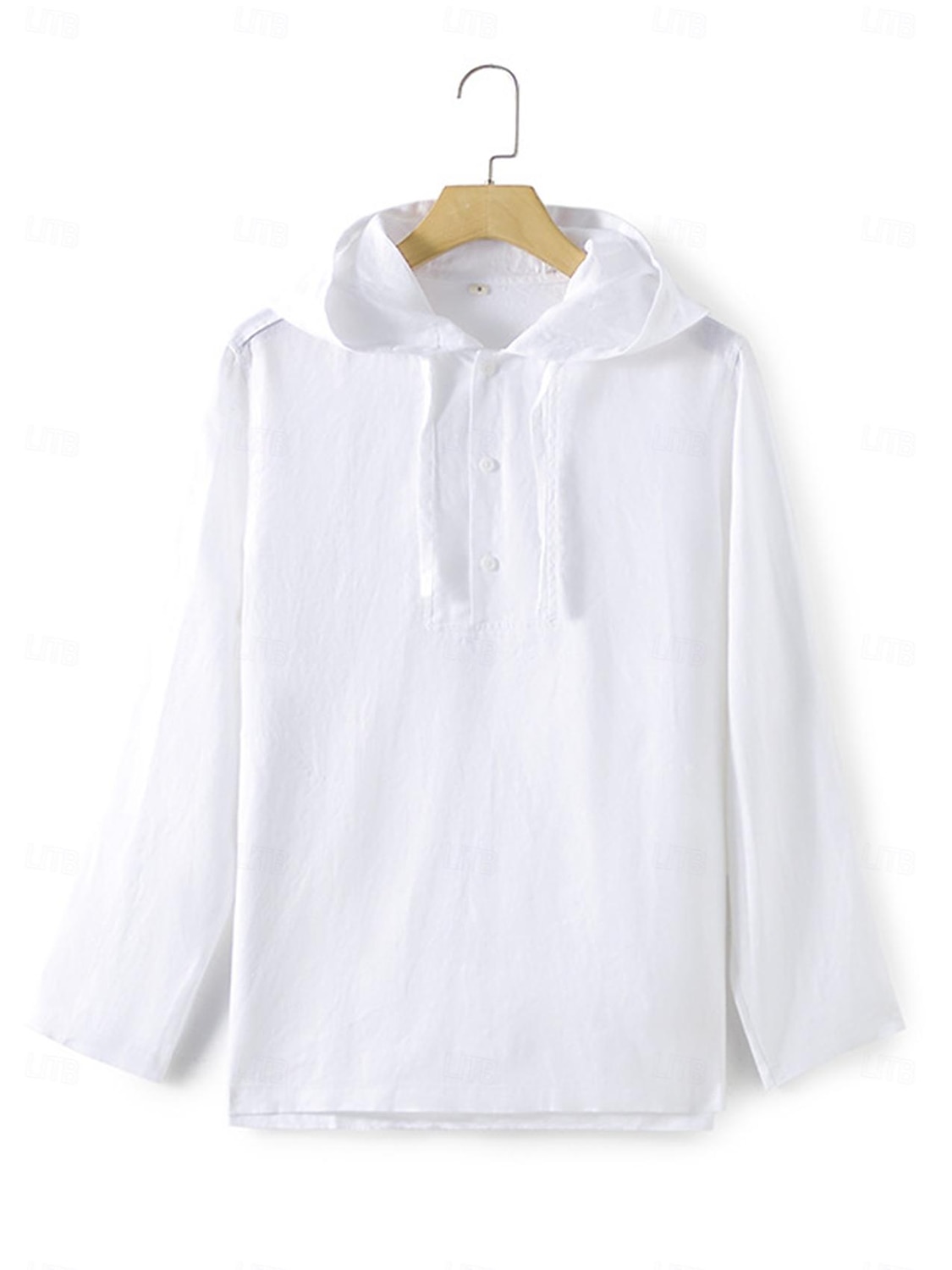 100% linnen Voor heren linnen overhemd Overhemd Strand hemd Zwart Wit Donker Marine Lange mouw Effen Capuchon Lente & Herfst Buiten Dagelijks Kleding 2025 - $50.99 –P6