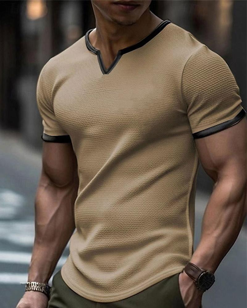Men's T Shirt Tee Short Sleeve Shirt Tee Top Short Sleeve Crew Neck Spring & Summer Color Block Fashion Designer Basic Vacation Street Going out Black White Green Top Tee for Men 2025 - $24.99 –P5
