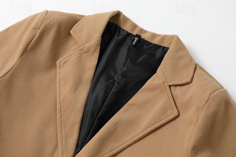 Pánské Zimní kabát Kabát Dlouhý trenčkot Venkovní Denní nošení Podzim zima 95 % polyester 5 % spandex Svrchní oděvy Oblečení Módní Šik ven Bez vzoru Klopa Dvouřadé 2025 - $49.99 –P7