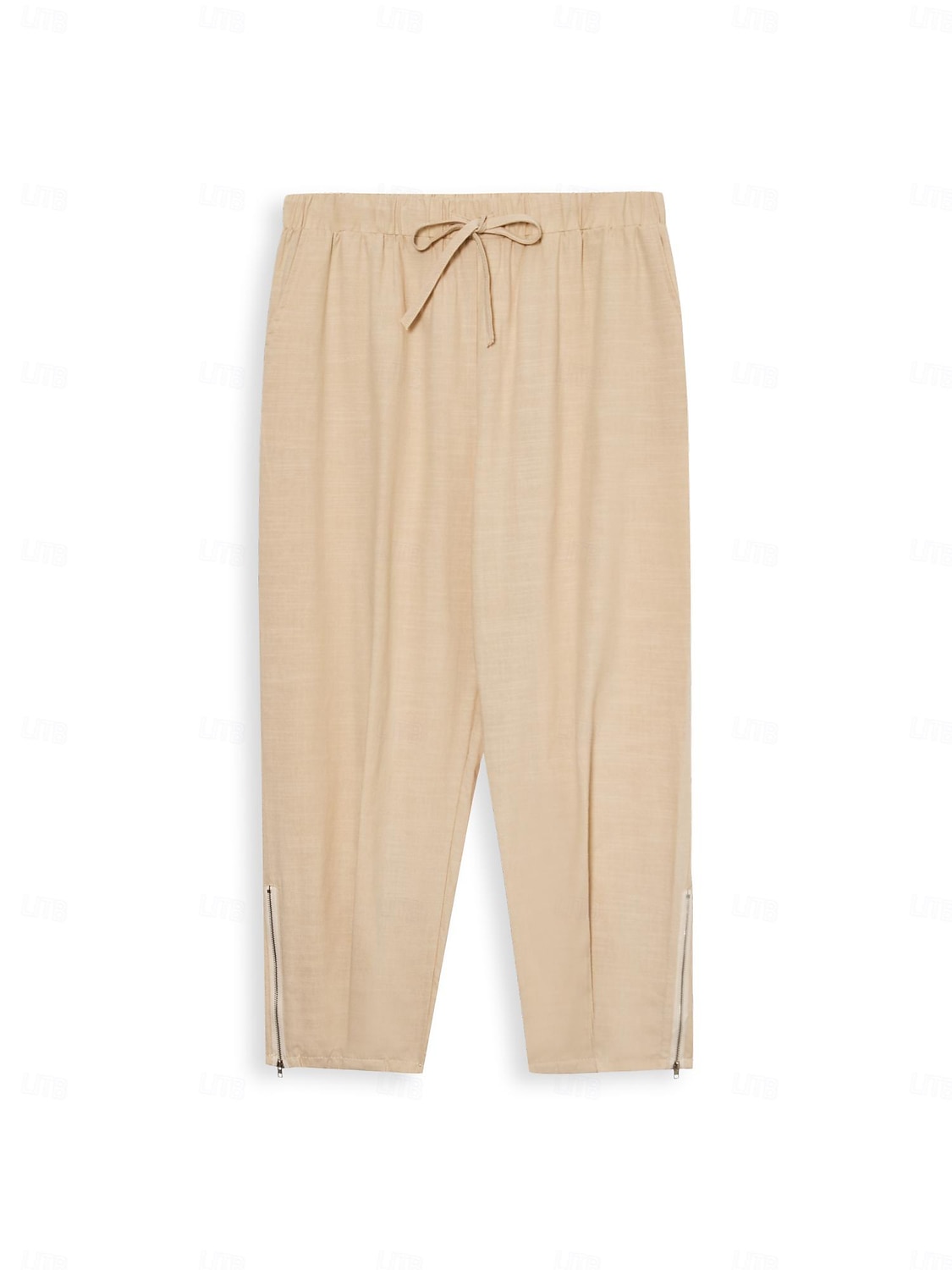 Voor heren Linnen broek Zomerbroek Strandbroeken Trekkoord Elastische taille Been met rits Effen Comfort Ademend Casual Dagelijks Feestdagen Modieus Klassieke Stijl Zwart Wit 2025 - $21.99 –P2