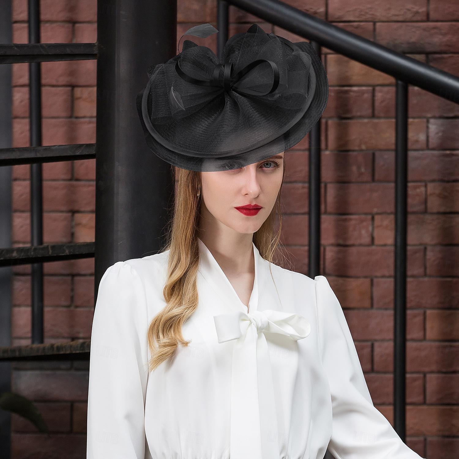 elbűvölő kentucky derby sapka tüll háló csészealj kalap cilinder esküvő tea party elegáns esküvő tollas csípős fejfedővel 2025 - €29.99 –P12