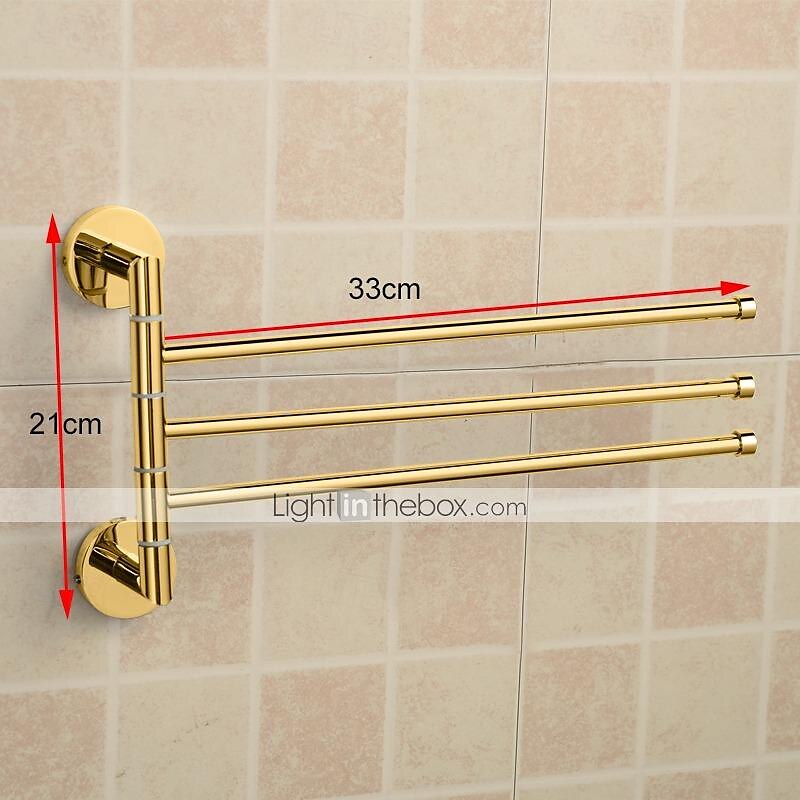 Wall Mounted Gold Towel Rail Towel Bar Modern Polished Brass Bathroom Towel Rack with 3 Rod Household Golden 1PC 2025 - $79.99 –P1