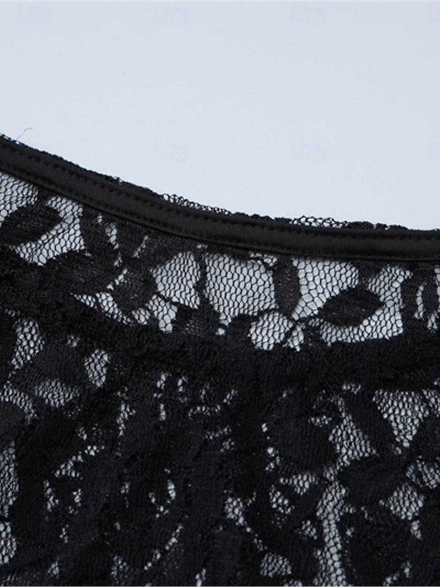Pentru femei Rochie albă Rochie Lunga Rochie Maxi Dantelă Peteci Dată Vacanță Șic Stradă Maxi Rotund Manșon Lung Negru Alb Culoare 2025 - $33.99 –P12