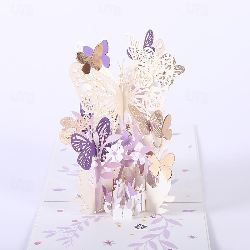 Carte de vœux papillon 3D pop-up - Carte d'anniversaire printemps et été pour femme beau design de papillon 1 pièce de 2025 ? $12.99 –P6