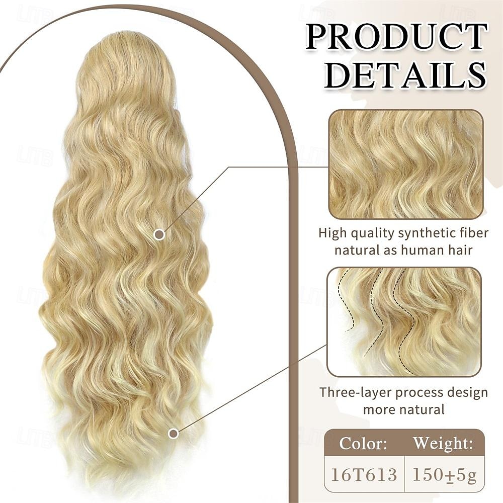 Ponytail Extension Black Drawstring Ponytail Extension for Women 26 Inch Long Wavy Ponytail Extension Synthetic Clip in Pony Tails Hair Extensions for Women Girls 2026 - $14.99 –P4