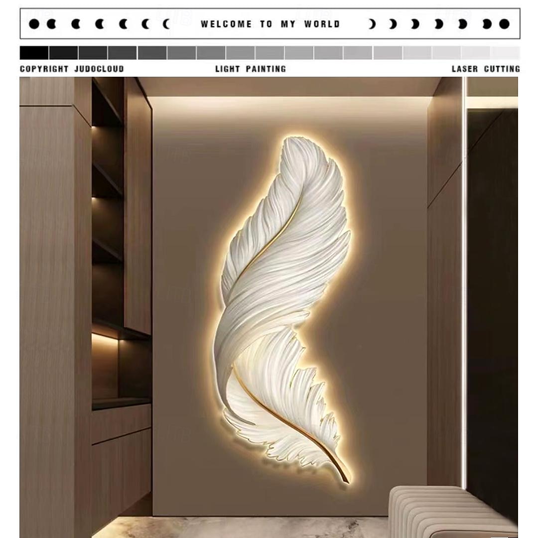 светодиодная лампа живопись смола прецизионная резьба живопись теплая лампа перо 3000k с дистанционным управлением с вилкой европейского стандарта картина на напольной панели минималистская фреска на крыльце диван фон настенная живопись ac220v 2026 - $235.79 –P11