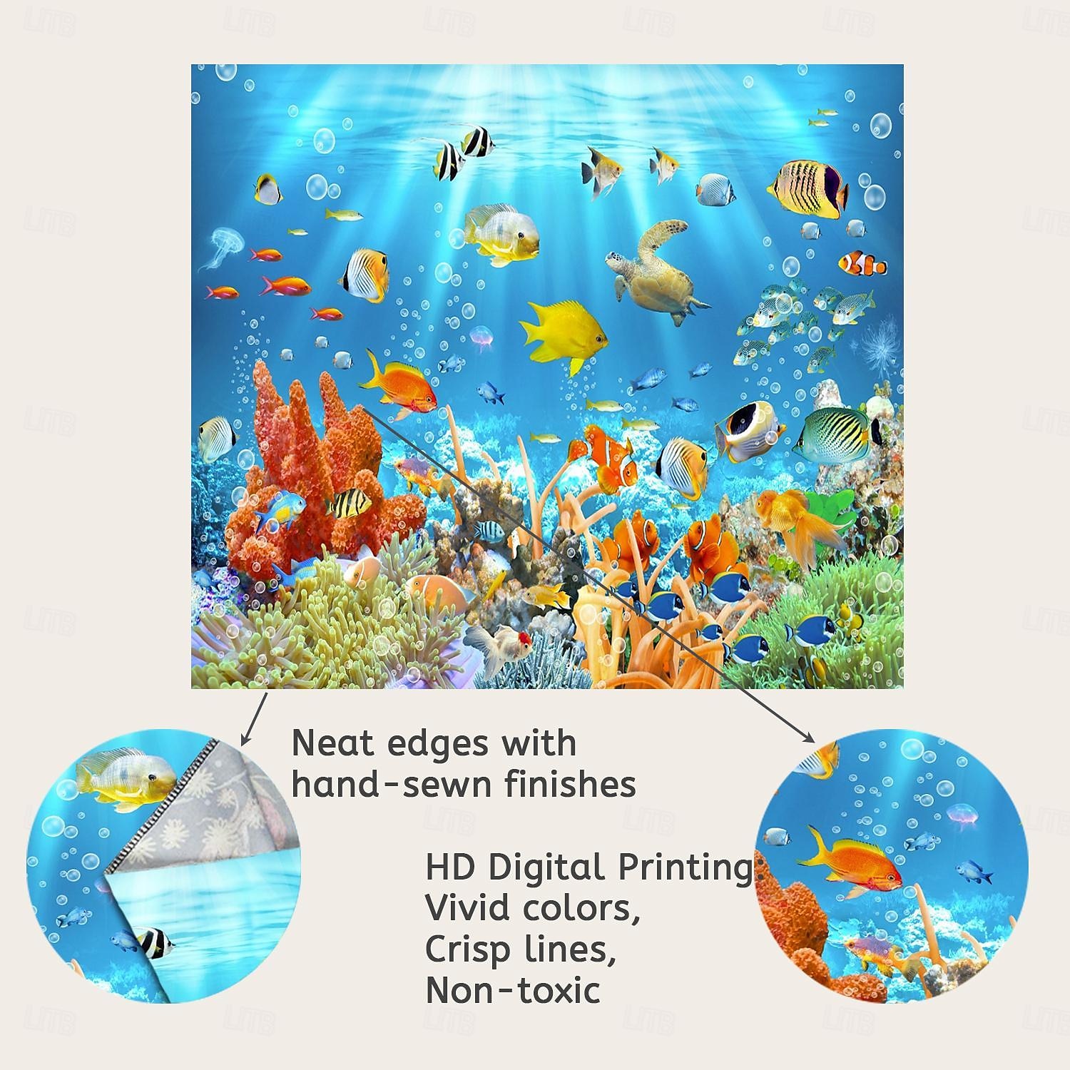 Wall Tapestry Art Decor Blanket Curtain Picnic Tablecloth Hanging Home Bedroom Living Room Dorm Decoration Animal Fish Underwater World 2025 - GBP £15.87 –P3
