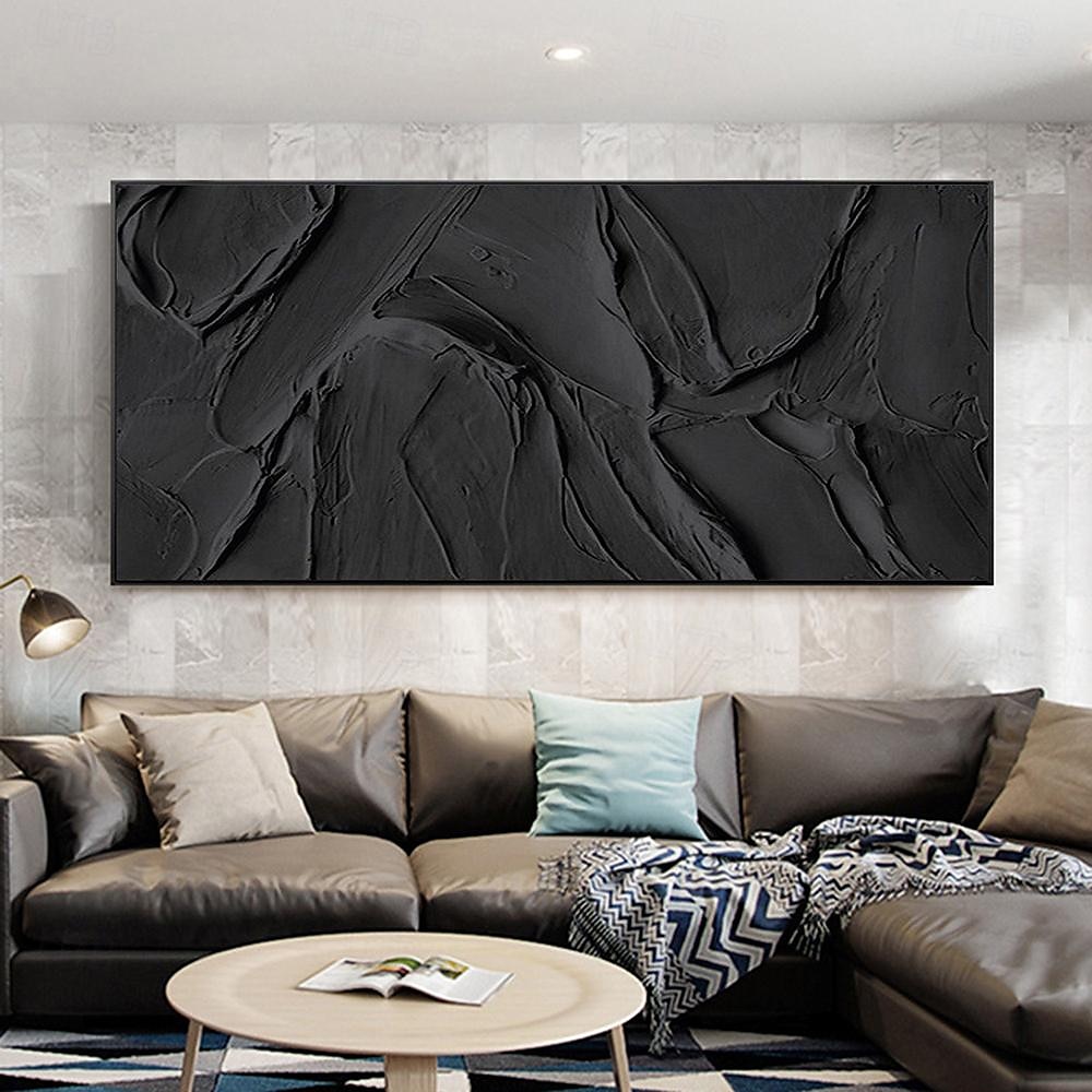 Handgemaltes 3D-Gemälde in Schwarz, abstraktes Gemälde, handgefertigt, 3D-Gemälde in Schwarz, strukturiertes Gemälde in Schwarz, minimalistisches 3D-Gemälde, großes schwarzes abstraktes Gemälde, 2025 - $83.99 –P5
