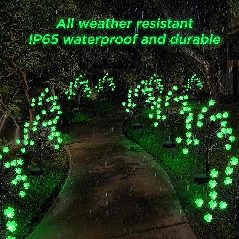 20 LED St Patricks Day Decorations Solar Shamrock Stake Lights, Outdoor Shamrock Tree Lights, With Party Gifts Decor-Solar Garden Lights, For St. Patrick's Day Outside Decoration 2026 - $19.49 –P9