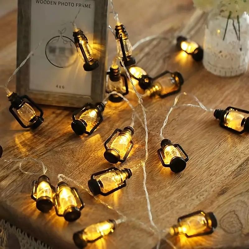 10/20 led 1.5/3 m lanterna luci della stringa bottiglia di cherosene led lampada della stringa retro lanterna casa festa vacanza eid mubarak decorazione del giardino lampada della stringa del 2025 a $7.99 –P6