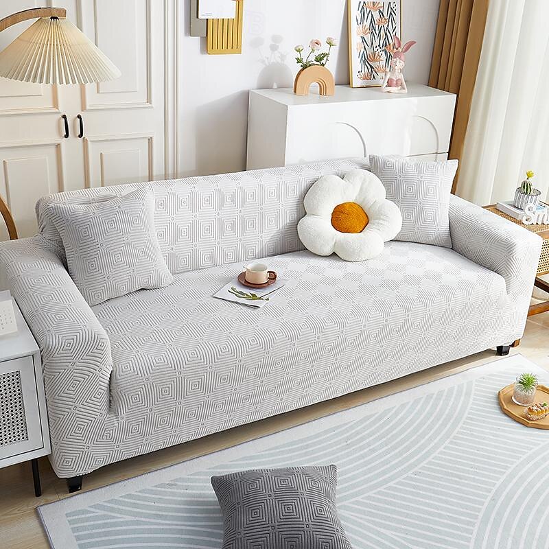 grå stretch sofföverdrag sofföverdrag mjukt slitstarkt sofföverdrag 1 st spandex jacquard tvättbart möbelskydd passar fåtölj sits/loveseat/soffa/xl soffa 2025 - $32.99 –P8