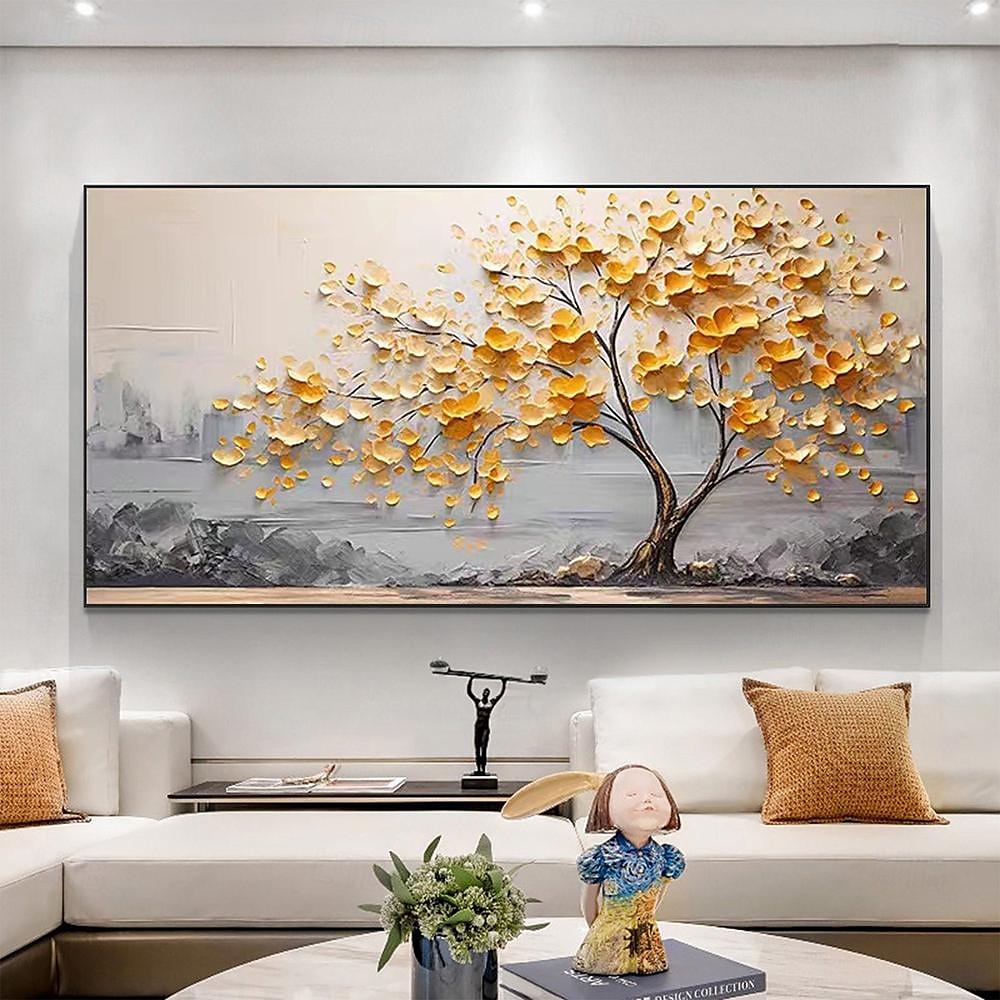 Hand painted  Cherry Tree Oil Painting on Canvas Large handmade Textured gold tree oil painting Wall Art Abstract Blooming Tree Painting for Bedroom hotel Wall Decor Nature Art Decor 2025 - $83.99 –P4