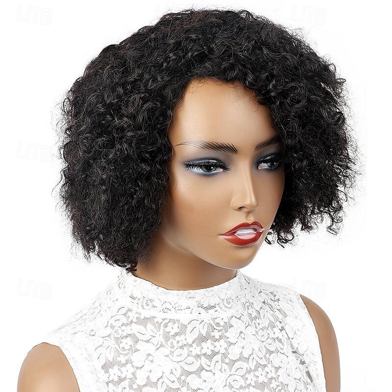 parrucche corte afro ricci crespi pixie cut per le donne capelli umani remy malese parrucche per capelli umani a densità 150% parrucca fatta a macchina del 2025 a $62.99 –P2