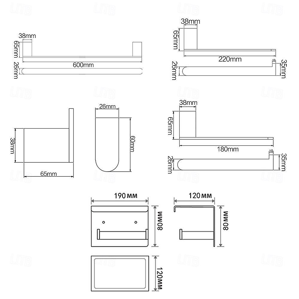 Bathroom Accessory Set Wall Mounted Brushed Stainless Steel Include Robe Hook Towel Bar Toilet Paper Holder with Mobile Phone Storage Shelf Towel Holder and Roll Paper Shelf 1or 3pcs 2025 - $49.99 –P1