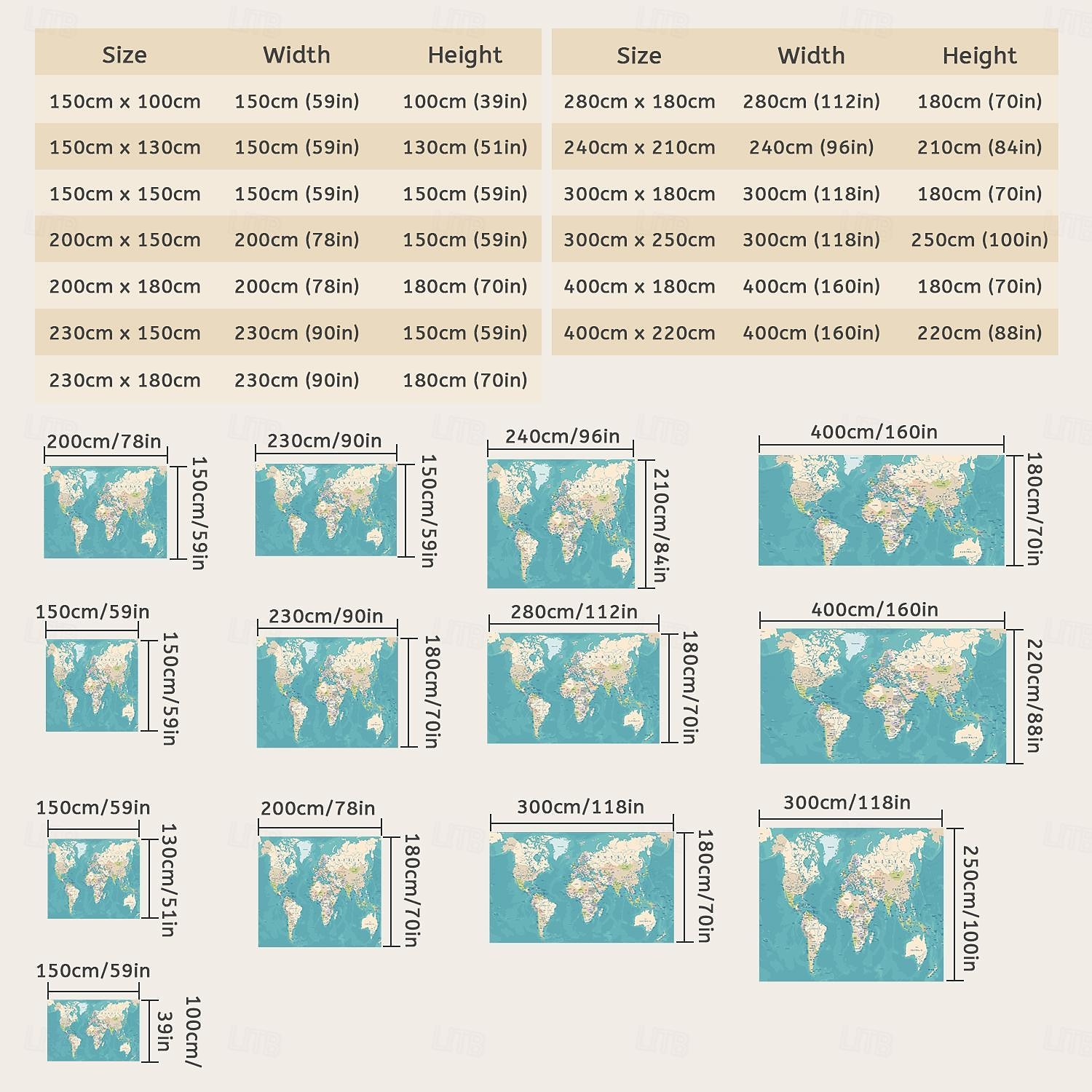 World Map Wall Tapestry Art Decor Blanket Curtain Picnic Tablecloth Hanging Home Bedroom Living Room Dorm Decoration Vintage Topography Parchment Style 2025 - $16.99 –P11