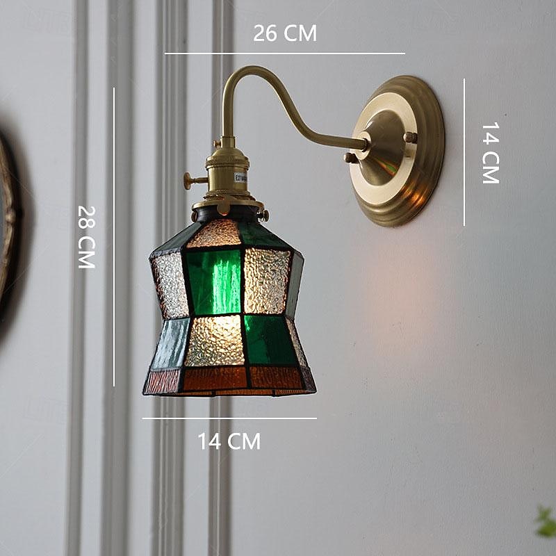 luminária de parede linda iluminação retrô 1 luz de parede de vidro abajur de vitral luminária de parede de bronze lâmpada de braço para sala de estar interna quarto 85-265v de 2026 por $146.99 –P4
