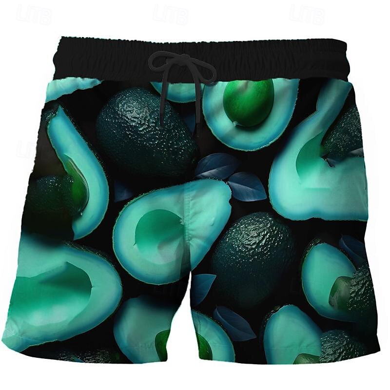 Men's Fruit Swim Shorts Board Shorts Swimming Trunks Mid Waist Vacation Hawaiian Holiday Vacation Holiday Beach Drawstring with Mesh lining Elastic Waist Designer Clothing Apparel 2025 - $17.99 –P10