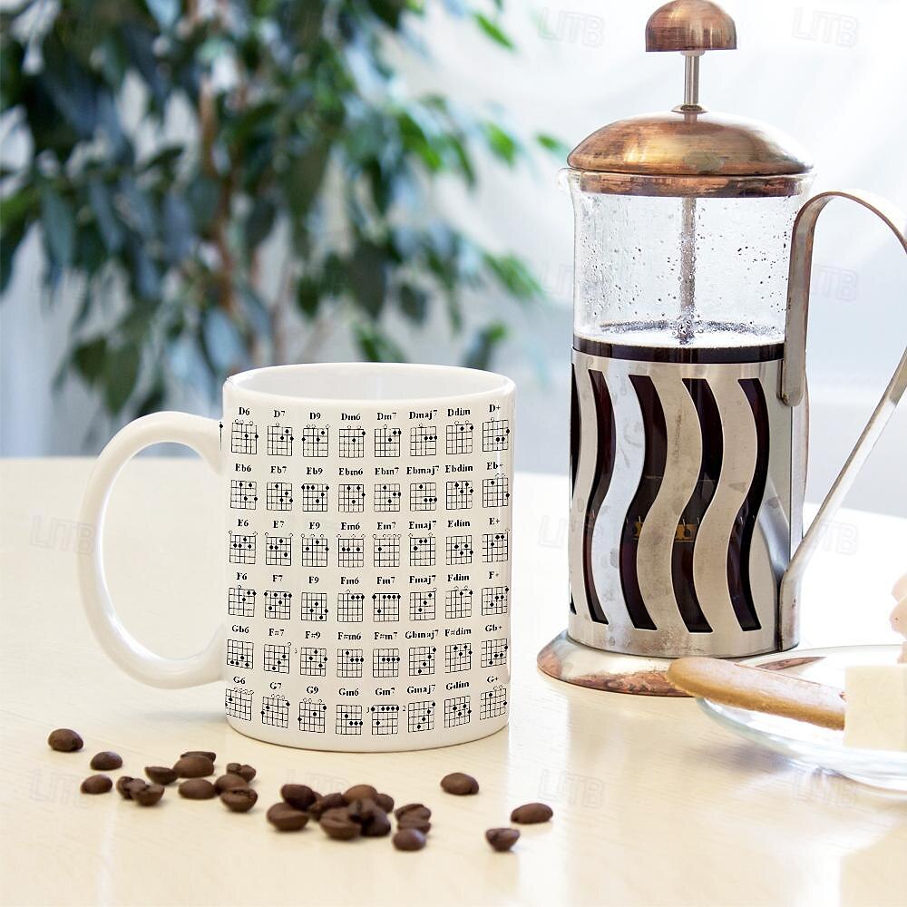 Caneca de acorde de guitarra Copo de 400ml com acorde xícara de café de cerâmica branca com design de guitarrista presente perfeito para entusiastas de guitarra iniciantes, ideal para amantes da de 2025 por $15.49 –P3