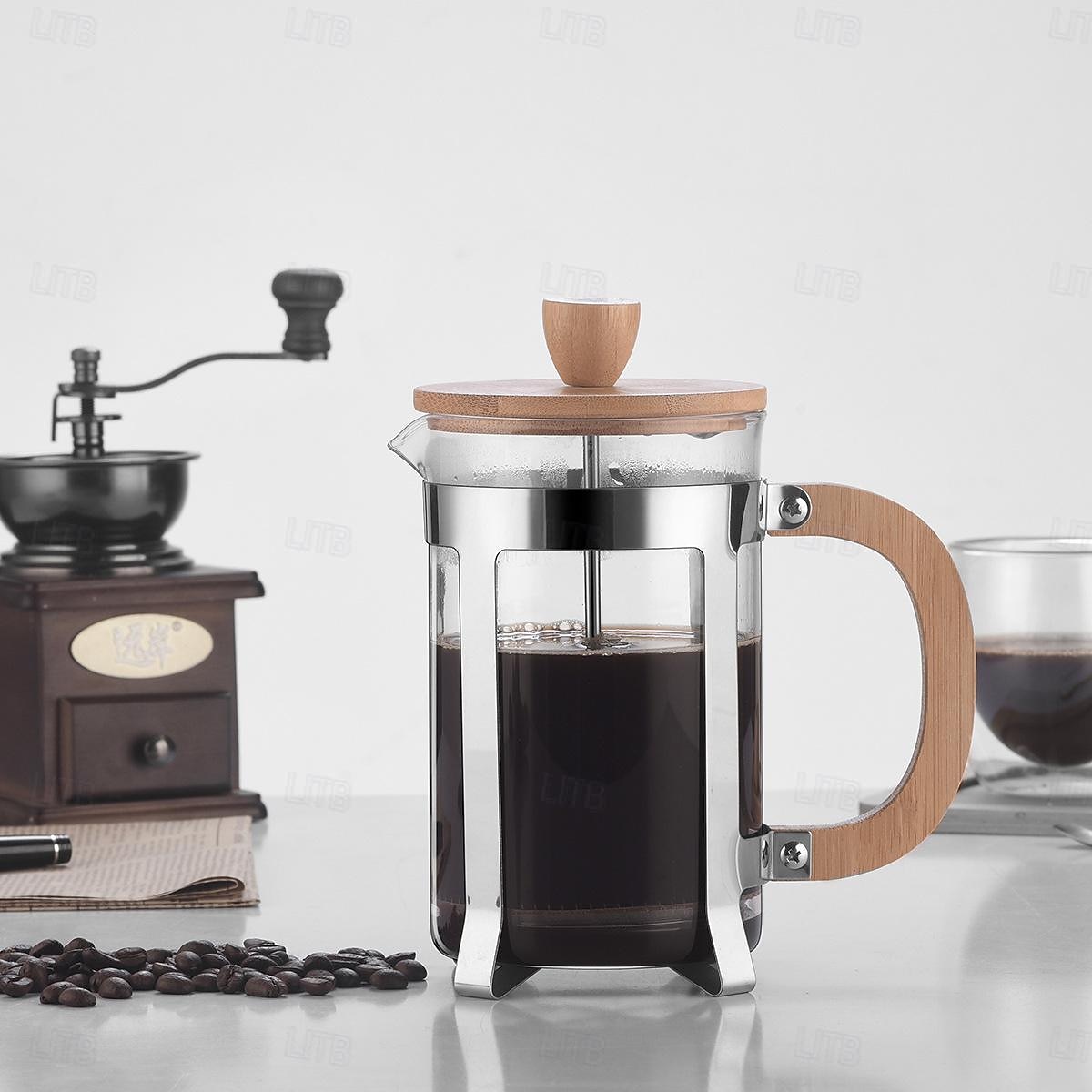 Caffettiera French Press in bambù con doppio filtro, French Press, caffettiera in vetro borosilicato resistente al calore e addensata del 2025 a $24.99 -P4