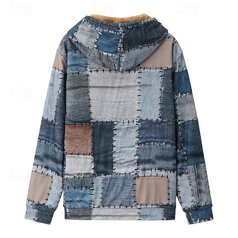 Men's Patchwork Graphic Prints Hoodie Hoodies Sweatshirt Zip Hoodie Long Sleeve Hooded Sweatshirt Hooded Daily 3D Print Holiday Vacation Going out Blue Purple Fleece Winter Designer 2025 - $39.99 –P2