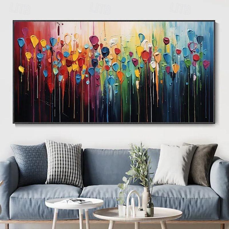 Handgefertigtes Ölgemälde auf Leinwand, Wandkunst, Dekoration, abstraktes, farbenfrohes, dickes Öl für die Inneneinrichtung, gerolltes, rahmenloses, ungedehntes Gemälde 2025 - $100.99 –P5