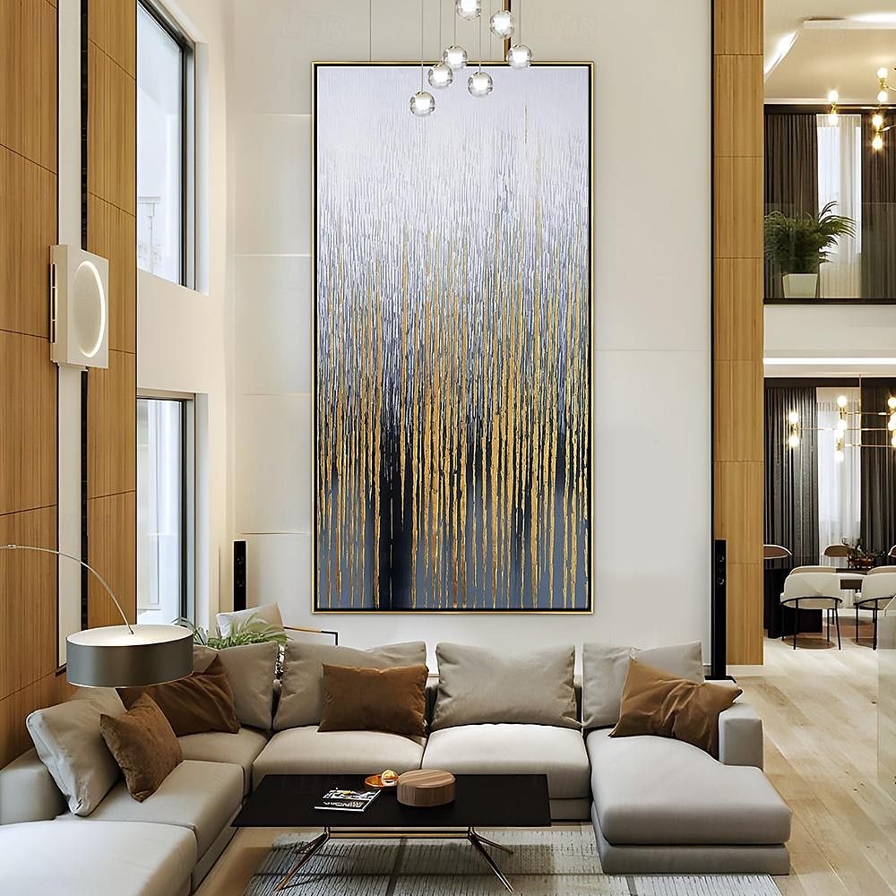 handgemaltes Wandkunst-Ölgemälde auf Leinwand – vertikales Gemälde, Wandkunst, abstraktes Gemälde, Einweihungsgeschenk – goldene Striche, Kunstwerk, Originalgemälde für Wohnzimmerdekoration 2025 - $75.99 –P3