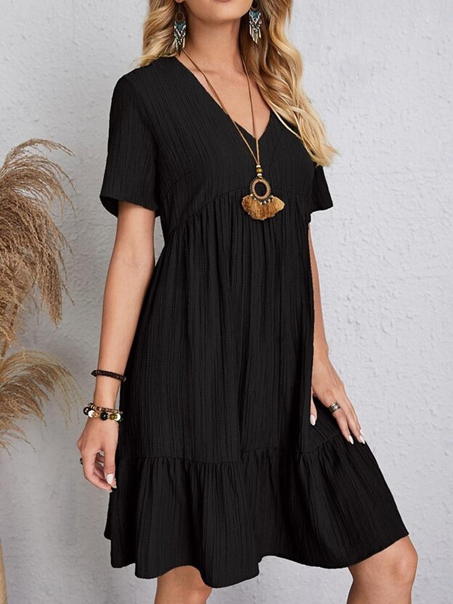 Γυναικεία Μίνι φόρεμα Λινό από ψεύτικο βαμβάκι Φόρεμα ριχτό Καθημερινό φόρεμα Καλοκαιρινό φόρεμα Κομψό στυλ street Βασικό Διακοπές Δρόμος Ημερομηνία Χαλαρή Εφαρμογή Κοντομάνικο Λαιμόκοψη V 2026 - $10.49 –P12