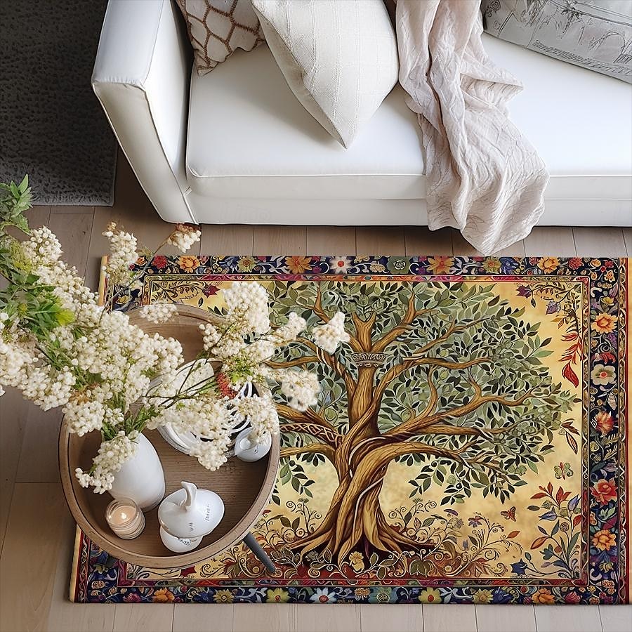 Baum des Lebens, Vintage-Boho-Teppich, Küchenmatte, rutschfeste, ölbeständige Bodenmatte, Wohnzimmerteppich, Innen- und Außenmatte, Schlafzimmerdekoration, Badezimmermatte, Eingangsteppich, Fußmatte 2025 - $15.49 –P11