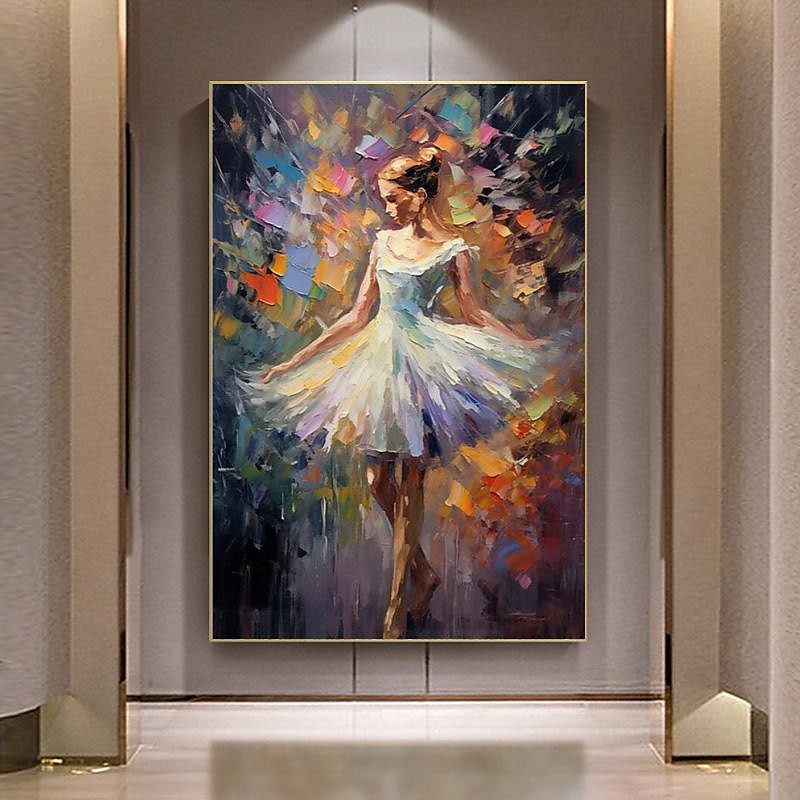 original ballettdanser håndmalt oljemaleri på lerret stor veggkunst abstrakt kniv teksturert gril oljemaleri stue veggdekor gave uten ramme 2026 - $107.99 –P6