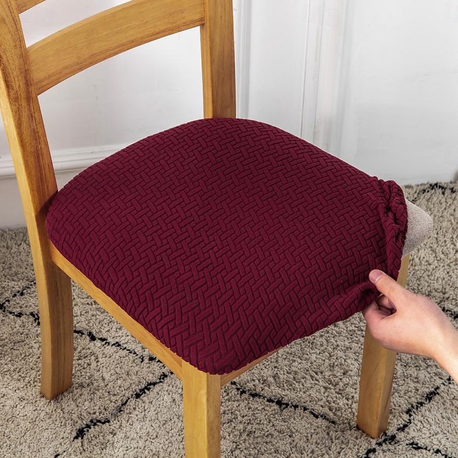 4 db sztreccs jacquard szék huzatok szék párnahuzat, levehető mosható étkezőszék huzatok pormentes étkező székhuzatok üléspárna huzatok 2025 - $25.99 –P7
