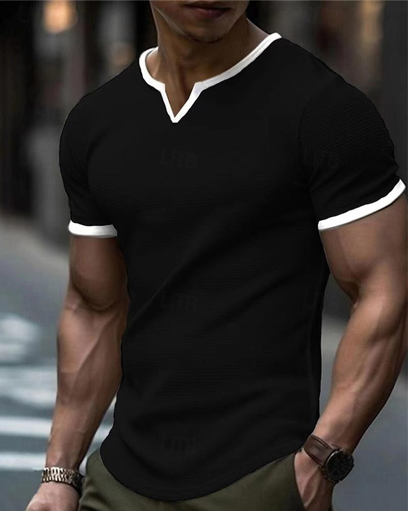 Men's T Shirt Tee Short Sleeve Shirt Tee Top Short Sleeve Crew Neck Spring & Summer Color Block Fashion Designer Basic Vacation Street Going out Black White Green Top Tee for Men 2025 - $24.99 –P4