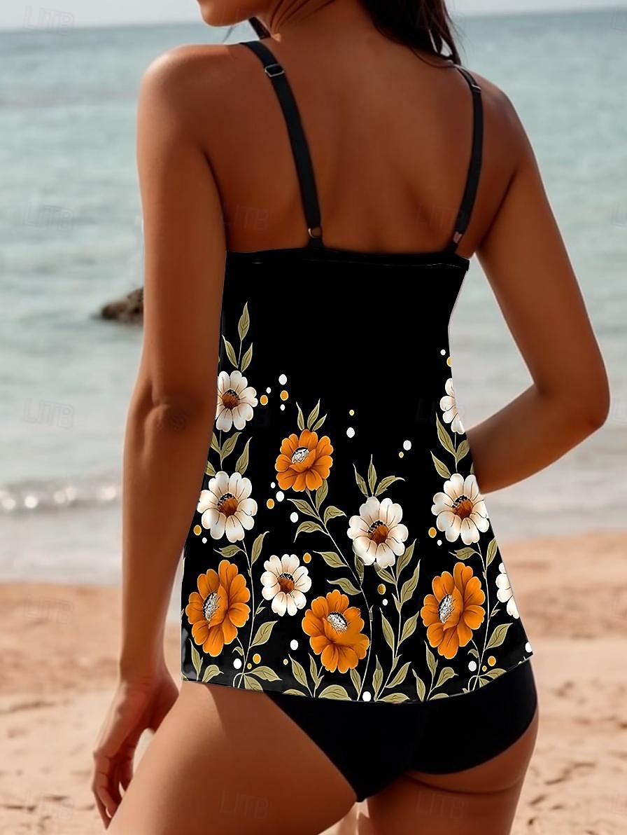 Dames Badpakken Tankini 2 Stuk Shorts Badpak 2 Stuk Printen Vakantie Strandkleding Bloemige Mouwloze Badpakken 2025 - $33.99 –P2