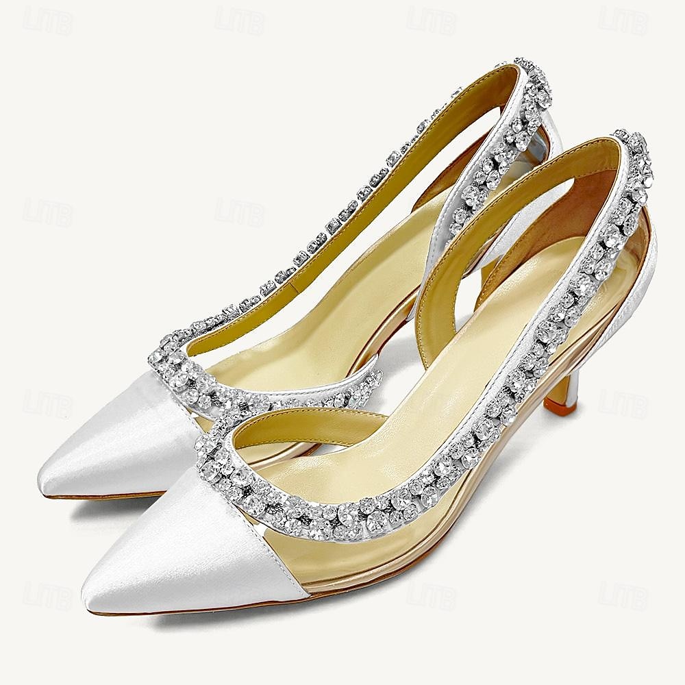 Tacones de punta puntiaguda para mujer con adornos de cristal: elegantes zapatos de boda y de noche. 2025 - $89.99 –P2