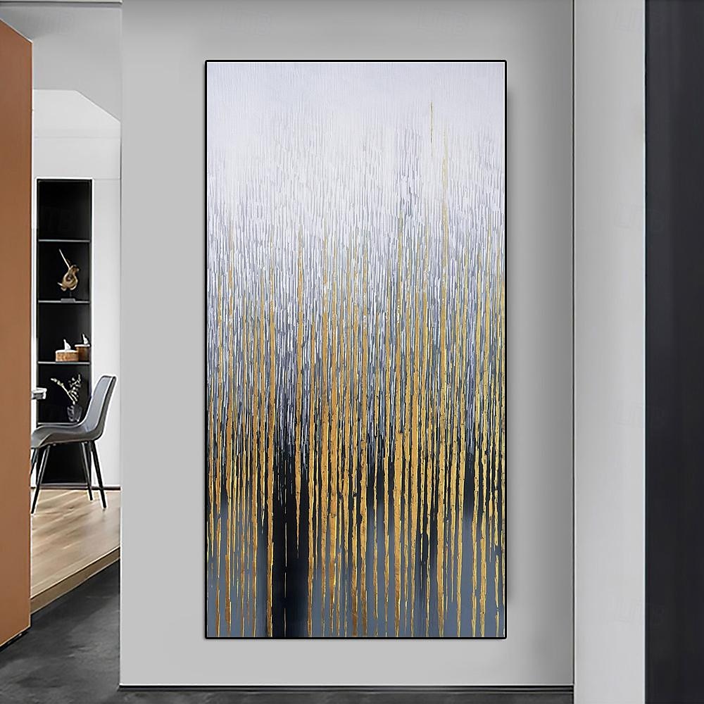 handgemaltes Wandkunst-Ölgemälde auf Leinwand – vertikales Gemälde, Wandkunst, abstraktes Gemälde, Einweihungsgeschenk – goldene Striche, Kunstwerk, Originalgemälde für Wohnzimmerdekoration 2025 - $75.99 –P5