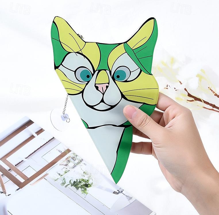 tentures de fenêtre de chat, attrape-soleil de chat en verre teinté fait à la main, cintre de fenêtre de chat mignon en vitrail furtivement attrape-soleil chat acrylique vitrail cintre de fenêtre de chat pour les amoureux des chats de 2025 ? $9.49 –P5