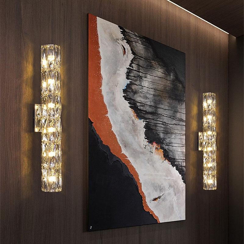 appliques murales 20/30/40/80 cm luminaires muraux modernes blanc chaud avec abat-jour en cristal k9 applique murale pour miroir, applique murale de salon de chambre à coucher 85-265v de 2025 ? $146.99 –P14